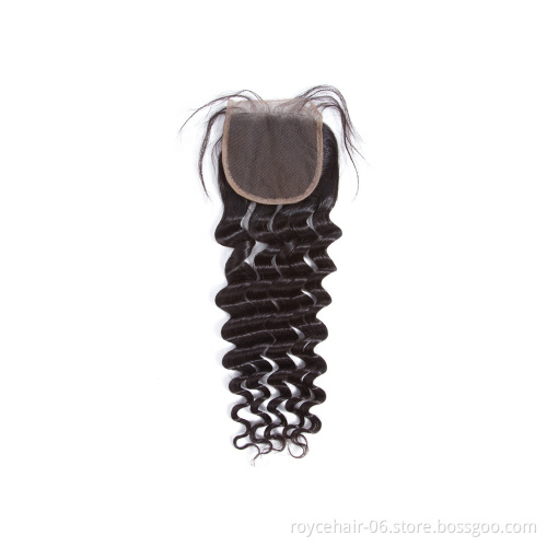 High Quality Peruvian Brazilian Virgin Hair Loose Deep Wave Hairstyles Bundles Thin Skin 4x4 Lace Closure